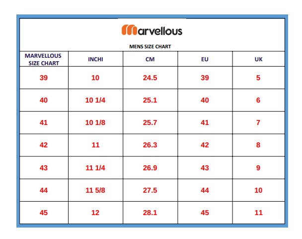 Marvellous mens Size Chart 3